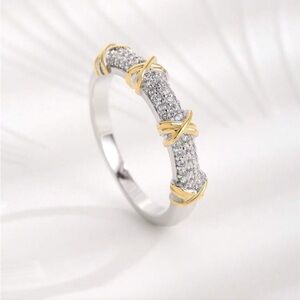 High quality Elegant Silver and Gold Women's Ring size 5.25